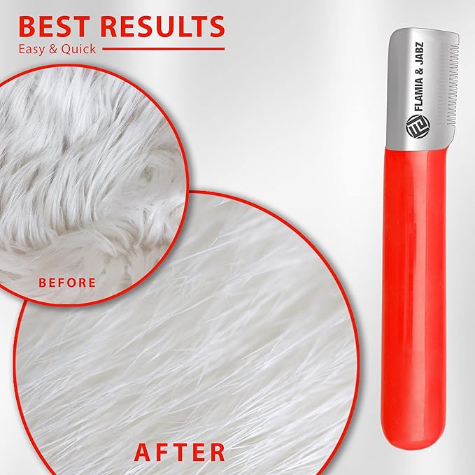 FLAMIA & JABZ Stripping Knife for Dogs, Right Handed, Stainless Steel with Plastic Grip (Fine)