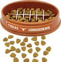 NCAA Super-Bowl - Texas Longhorns Slow Feeder Dog Bowl. Football Design Slow Feeding Cat Bowl for Healthy Digestion. Non-Slip Pet Bowl for Large & Small Dogs & Cats