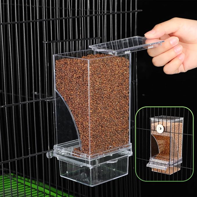 Yaomiao 8 Pcs No Mess Small Bird Feeders Automatic Parakeet Water Dispenser with 4 Pcs Cage Perch Clear Quail Feeder and Watered Cage Accessories for Small and Medium Parakeet Cockatiel Canary(Clear)