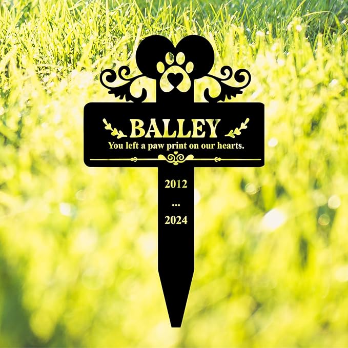 Custom Pet Name Metal Cross Grave Marker with Wings, Personalized Dog Memorial Plaque for Cemetery Yard, Outdoor Garden Stake