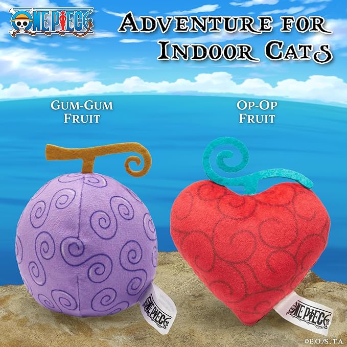 Pawsonify One Piece Anime Catnip Cat Toys for Indoor Cats: Crinkle Plush Op-Op Fruit Interactive Kitten Toys for Indoor Cats Self Play, Chew & Catnip Kicker for Adult or Kitten Enrichment