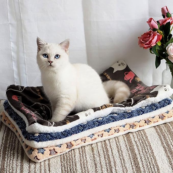 FJWYSANGU Pet Blanket Premium Fluffy Flannel Cushion Soft and Warm Mat for Dogs Cats(Star/Blue,X-Large)