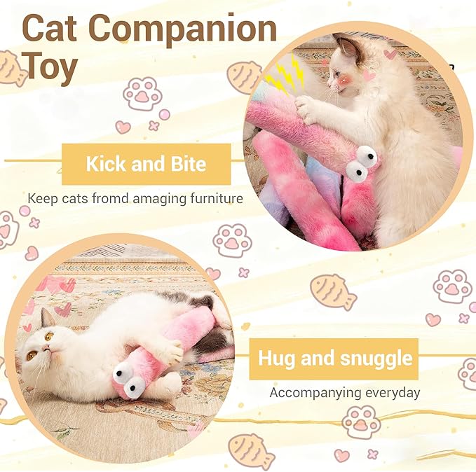 3 Pack Cat Toys Pillows,Catnip Inside, Interactive Indoor Kitten Play and Exercise Toy,Promotes Kitty Exercise,13 Inches(Pink+Green+Purple)