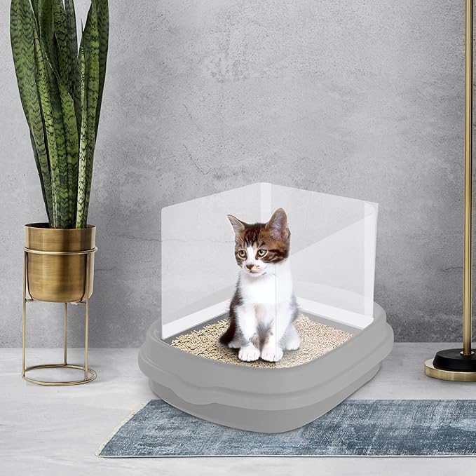 6 Pcs Cat Litter Box Splash Guard Pee Shields - Anti-Splashing Reusable High Sided Cat Toilet Training Kit for Open Top Litter Pan