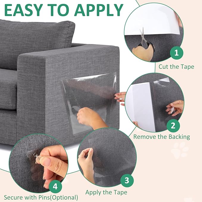 Anti-Cat Scratch Furniture Protector - 10 Pack Couch Protectors from Cats Claws, Clear Cover Protection from Cat Scratching on Your Sofa, Furniture, Wall & Door Corner