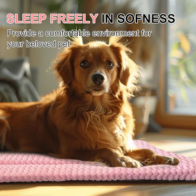 Dog Bed Crate Mat, Soft Durable Washable Anti-Slip Kennel Pad for Dogs & Cats, Reversible (Pink, L(35"*23"*1.5"))