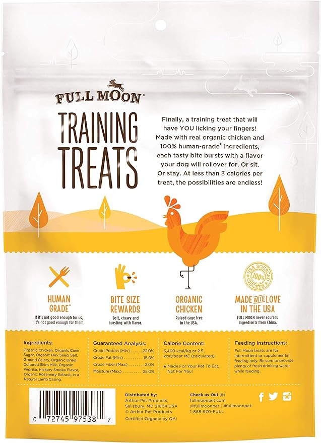 Full Moon USDA Organic Chicken Training_Treats Healthy All Natural Dog Treats Human Grade_Treats, 6 Ounce,175 Count (Pack of 2)