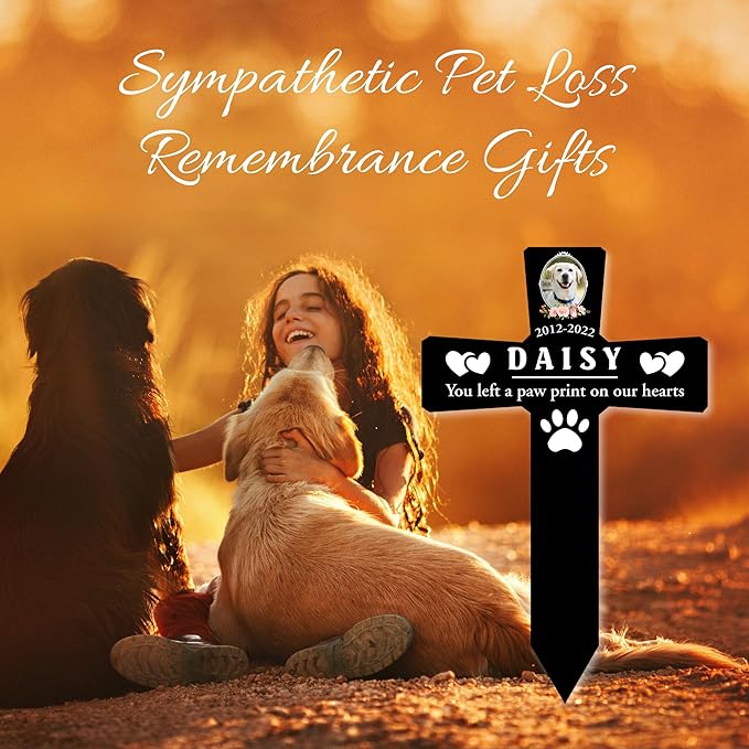 Custom Pet Grave Markers Dog | Custom Pet Headstones for Dogs | Best Remembrance Gifts for Your Four-Legged Companions | Personalized Grave Marker for Furry Friends with Wreath Photo Album
