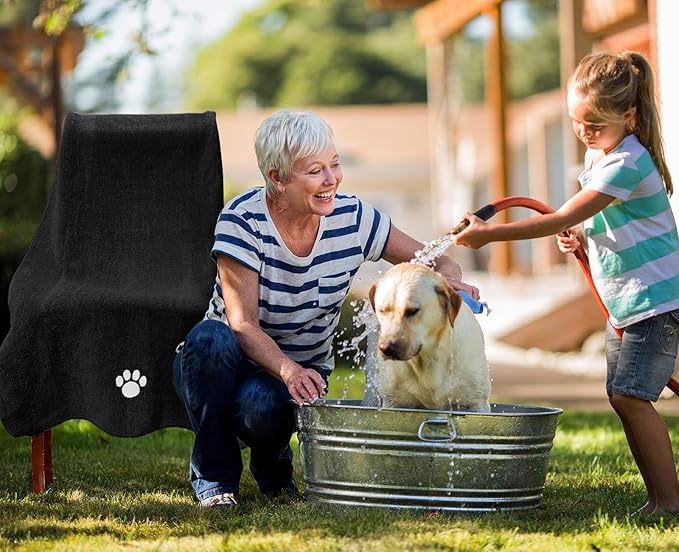 Microfiber Dog Towels for Drying Dogs, Super Absorbent and Soft Pet Towel, 40 Inch X 23.6 Inch, Perfect Dog Shower & Bath Supplies for Large, Medium or Small Dogs, Black
