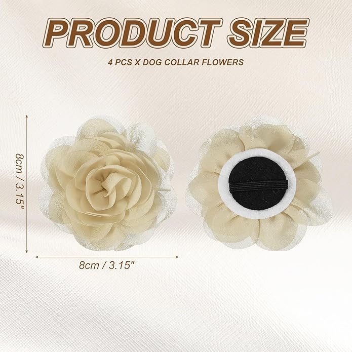 Dog Collar Flowers, Pet Flower Charms Soft Chiffon Cat Collar Bow Tie Floral Grooming Supplies, Intended for Dog