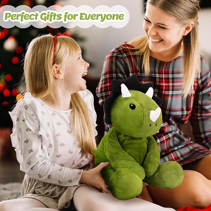 BRICHOEE Weighted Stuffed Animals, 5lbs Triceratops Plush Sensory Weighted Dinosaur Stuffed Animals, Cute Dino Plush Toy Calming Plushie Pillow Birthday Gifts for Adults Baby Kids Boys Girls