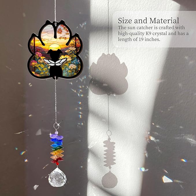 Dog Memorial Suncatcher - Dog Paw Suncatcher - Dogs Memorial Pets Loss Gift - Heartfelt Sympathy Paw Print Suncatchers - Comfort Keepsake - Mother's Day for Dog Mom Dad