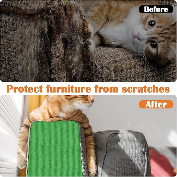 Cat Scratch Furniture Protector - 40" x 13.8" Trimmable Self-Adhesive Cats Claws Scratch Pads, DIY Cat Climbing Couch Protector for Scratch Post Cat Tree Replacement Indoor (Green)