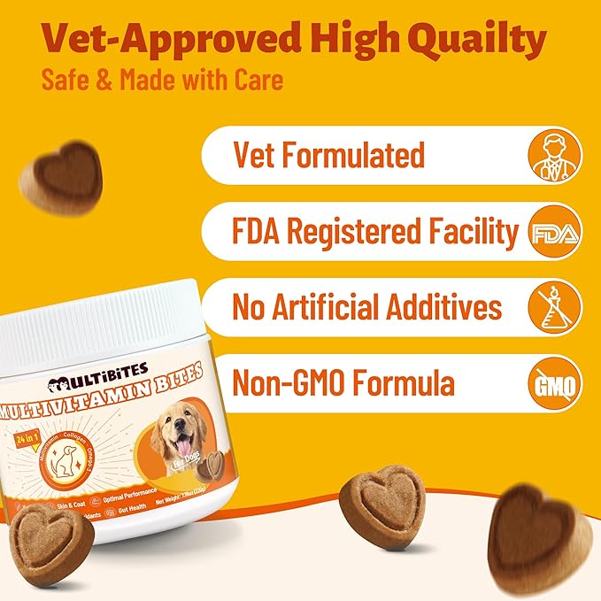 330 Bites Vitamins Supplements and Taurine for Dogs - Multivitamin for Dog Chewables with Glucosamine,Omega 3,MSM - Support Hip & Joint,Skin and Coat,Immunity,Digestive Health