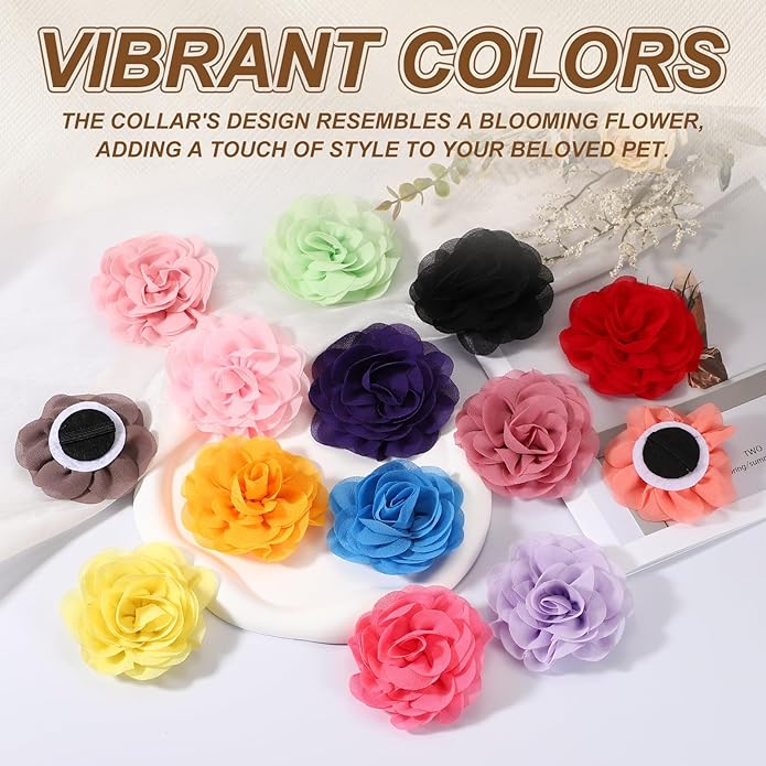 Dog Collar Flowers, Pet Flower Charms Soft Chiffon Cat Collar Bow Tie Floral Grooming Supplies, Intended for Dog