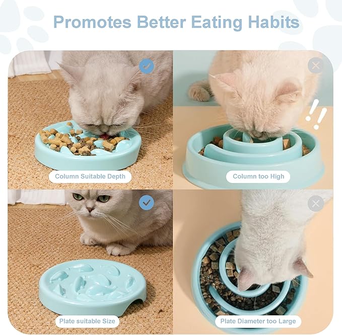 Slow Feeder Bowl for Cats and Small Dogs,Cilkus Fish Pool Design, Fun Interactive Bloat Stop Puzzle Feeder Bowl Healthy Eating Diet Made of Melamine Food Grade Material Dishwasher Safe (Black)