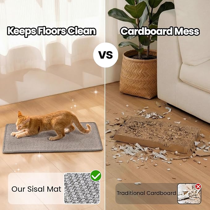 Conlun Cat Scratcher Mat,Natural Sisal Cat Scratch Pad,Horizontal Floor Cat Scratching Pads Rug for Indoor Cats Grinding Claws Nails,Cat Furniture Protector for Couch & Carpets & Sofas