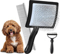 Slicker Brush for Dogs, Large Dog Brush to Long Haired Dogs for Poodles Doodles Goldendoodles Bernedoodles, Long Pin Grooming Kits to Dematting & Reducing Tangles and Fluff, Black