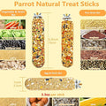 3PCS Parakeet Treat,Natural Parrots Treat Sticks,Vegetable & Grain Style Crunch Sticks,Bird Treats for Cockatiel Budgies Lovebirds Canary Conure Finches