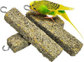 Fhiny 3 PCS Parakeet Treats, Natural Cockatiel Food Eucalyptus Leaves Mixed Grains Parrot Snack Sticks Bird Treats for Budgerigars Lovebirds Canaries Conurus Finches
