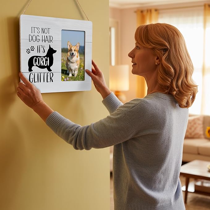 Corgi Dog Picture Frame, Gifts for Corgi Lovers, It's Not Dog Hair, It's Corgi Glitter Frames Fits 4x6 Photo