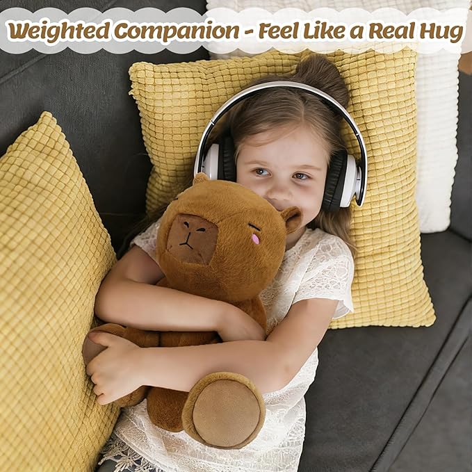 BRICHOEE Weighted Stuffed Animals, 5lbs Capybara Plush Sensory Weighted Capybara Stuffed Animals, Cute Plush Toy Caliming Plushie Pillow Birthday Gifts for Adults Baby Kids Boys Girls