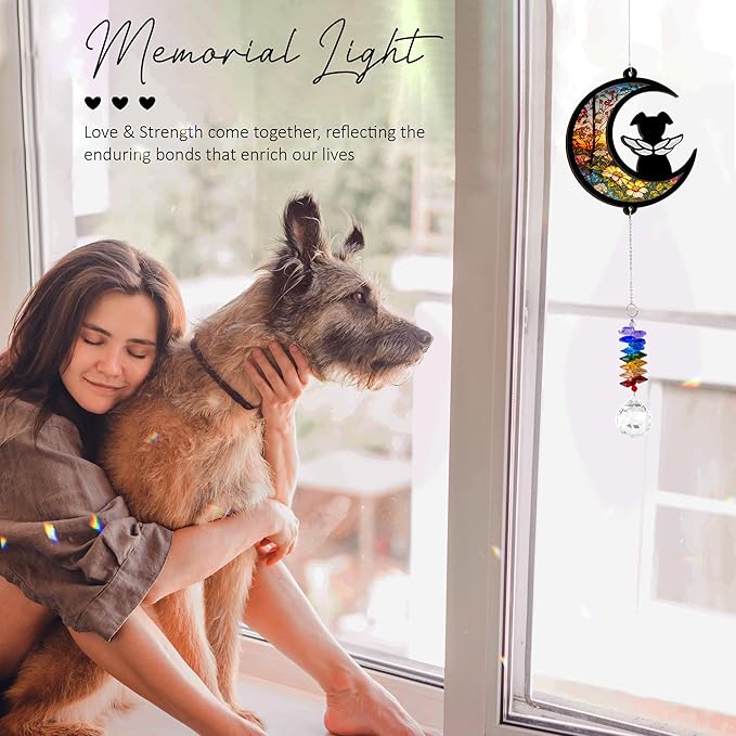 Pet Memorial Suncatcher - Dog Memorial Ornament - Pet Loss Gift - Dog Sunset - Meaningful Heartfelt Unique Gifts - Remembrance Keepsake - Mother's Day for Dog Mom Dad
