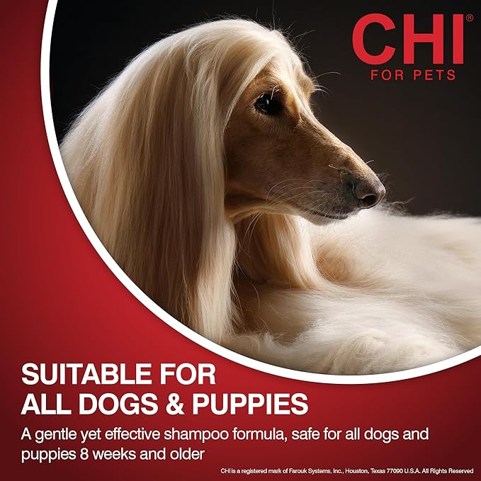 CHI for Dogs Shed Control Shampoo with Omega Fatty Acids and Silk Protein, Dog Shampoo to Reduce Shedding, pH Balanced, Sulfate and Paraben Free, Dogs 8 Weeks+, Made in the USA, 16 Fl Oz