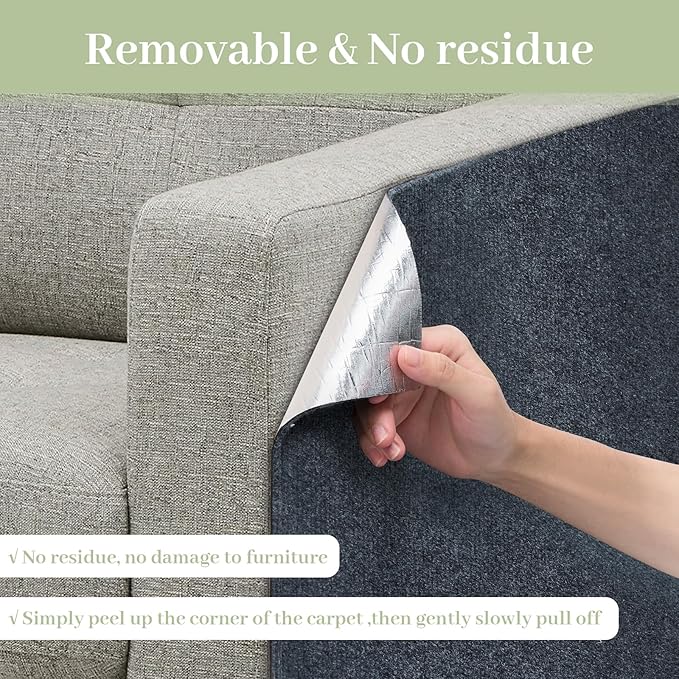 Cat Scratching Mat, Trimmable DIY Self-Adhesive Anti Scratch Furniture Protector, Climbing Wall Carpet, Couch Protector, Scratcher Scratching Pad Post Replacement (Dark Grey, 78.7"x15.8")