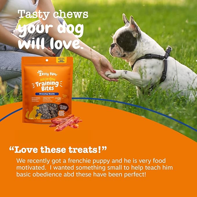 Zesty Paws Training Treats for Dogs & Puppies - Dog Treats for Training - Healthy Dog Chews for Hip, Joint & Muscle Health - for All Breeds and Ages - Bacon Flavor - 12oz