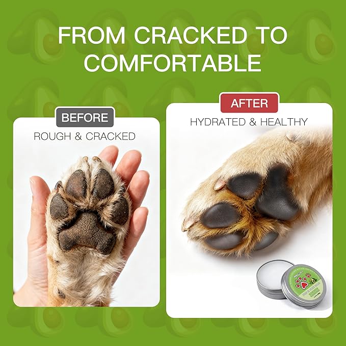 Paw Balm for Dogs and Cats, Paw Pad Balm with Avocado Oil & Witch Hazel, Beeswax Paw Cream for Dry, Cracked Pads, Lick-Safe Pet Paw Care, 2.1 oz