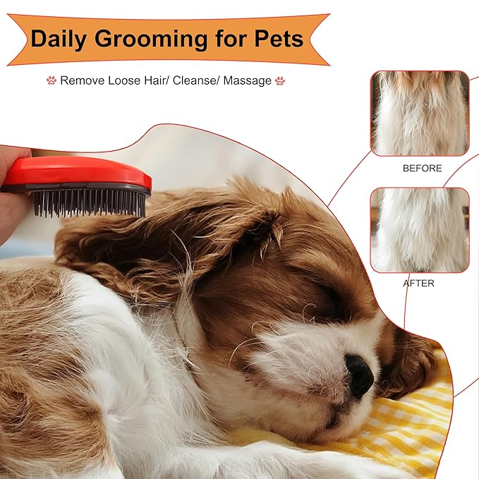 Puppy Brush - Soft Dog Brush - Perfect for Yorkie, Shih Tzu, Maltipoo & Maltese Grooming - Gentle Hair Remover for Easy Pet Grooming at Home (Orange)
