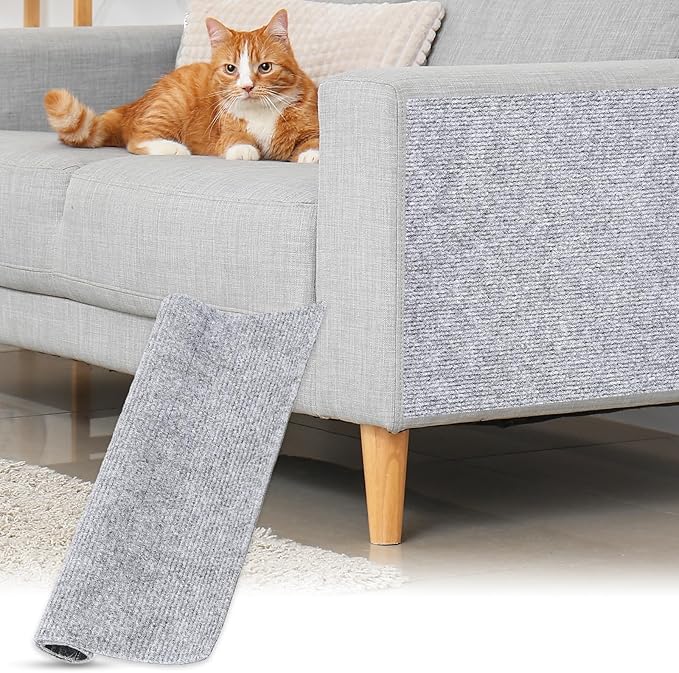 uxcell Self-Adhesive Cat Scratching Mat, 1 Roll 11.8" x 11.8" Couch Protector from Cat Claws for DIY Sofa, Wall, Doors, Cut Anti Cat Scratch Pad Carpet Mat, Light Gray