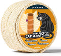 Pelzin Natural Sisal Rope for Cat Scratcher 1/4 Inch by 200 Feet, Cat Tree Rope Twine for Cat Scratching Post Replacement, Cat Tower with Scratch Post Repairing, Replace, Recovering and DIY, White