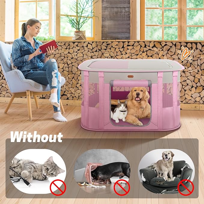 Foldable Pet Playpen - Cat & Puppy Playpen, Travel Dog Crate with Carrying Case, Cat Tent Dog Pen for Outdoor Camping Use