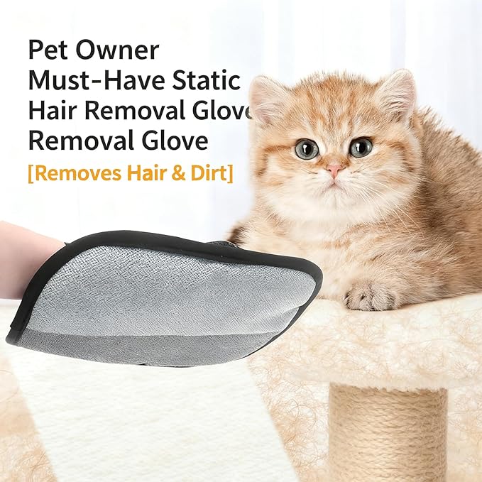 Pet Hair Removal Glove for Cats & Dogs, Reusable 5-Finger Electrostatic Pet Hair Remover, Washable Grooming & Cleaning Glove for Couch, Carpet, Clothing, Car Seats