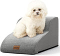 Dog Stairs for Small Dogs 11.8" H, Pet Step with Leakproof Cover, High Density Foam Cat Ramp for Chair or Sofa, Lightweight, Durable, Comfort, 15.7x19.7x11.8 inch, 2 Step, Grey