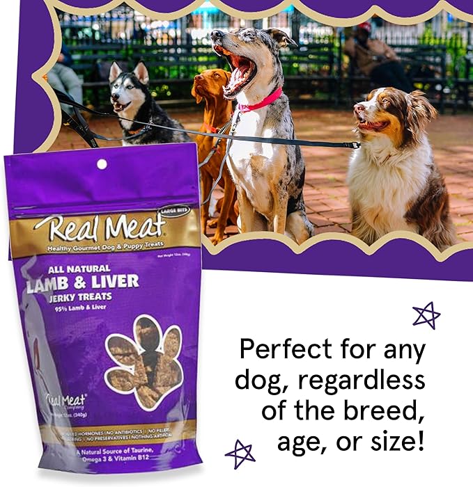 TRMC Real Meat Dog Treats - 12oz Bag of Bite-Sized Air-Dried Lamb & Liver Jerky for Dogs - Grain-Free Jerky Dog Treats Made up of 95% Free-Range, Grass Fed Lamb - All-Natural Dog Treats