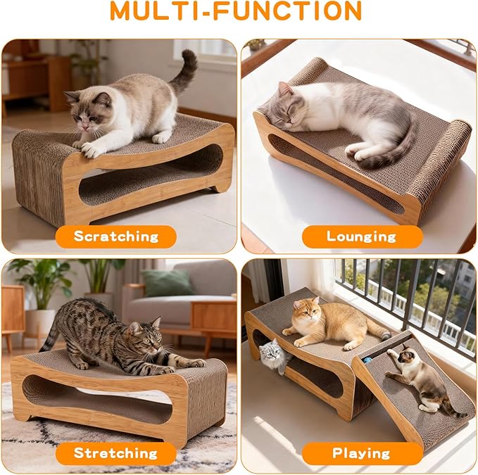 2 in 1 Cat Scratcher,Cat Scratch Pad,Cat Scratching Board with Toy Ball,Cat Scratchers for Indoor Cats and Furniture Protector,Durable and Extra Wide Suitable for Kittens and Big Cats.