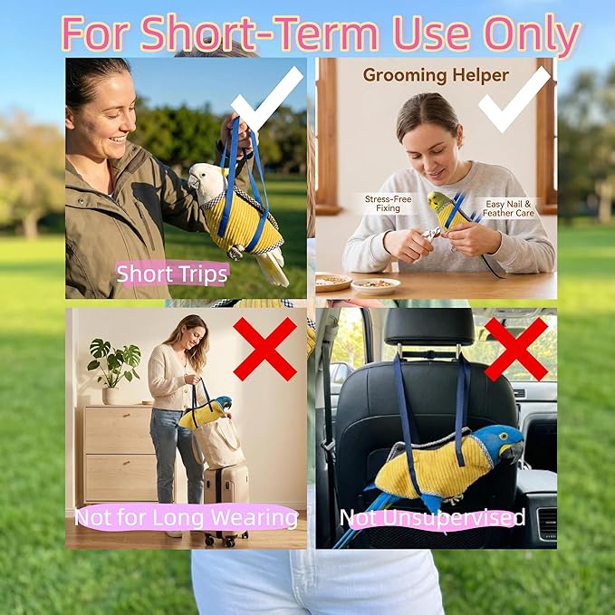 Portable Bird Carrier Bag with Harness, Escape Resistant Parrot Carrier & Bird Travel Bag for Parakeet, Cockatiel, Conure, Pigeon, Small Medium Birds, Random Color (Medium)
