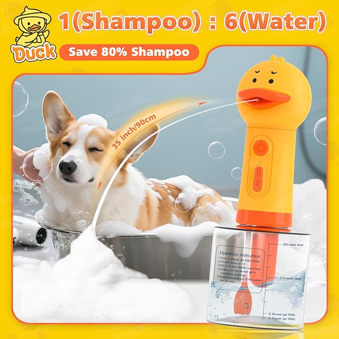 Homrich Electric Dog Soap Dispenser, Automatic Dog Cleaning Foam Machine, Dog Shampoo Sprayer with Brush for Dog and Cat Bathing, Shampoo Foamer for Pet Bathing, Bathroom, Kitchen Sink