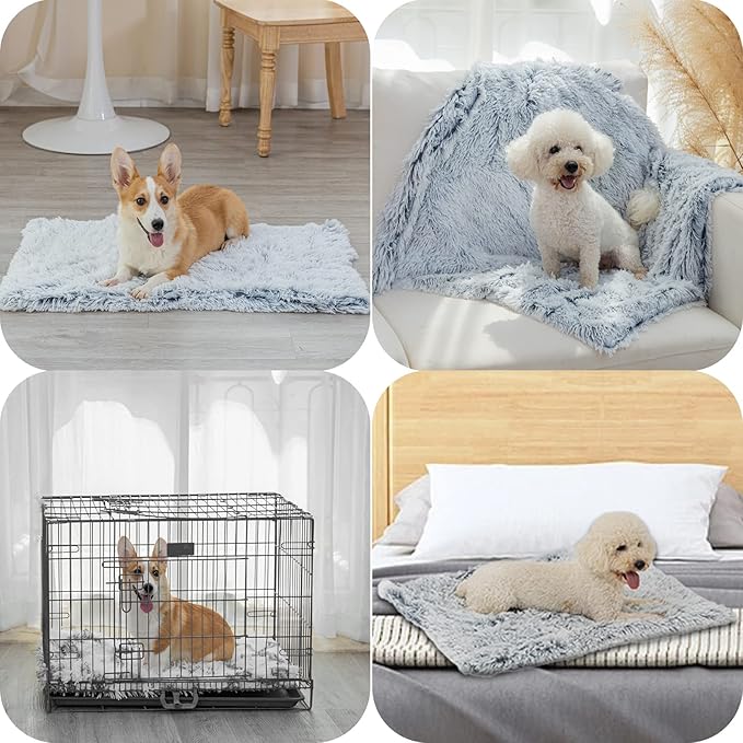 PJYuCien Fluffy Fleece Calming Pet Throw Blanket, Super Soft and Warm for Indoor Cats and Dogs, Medium 24" * 32", Machine Washable, Grey Puppy Bed