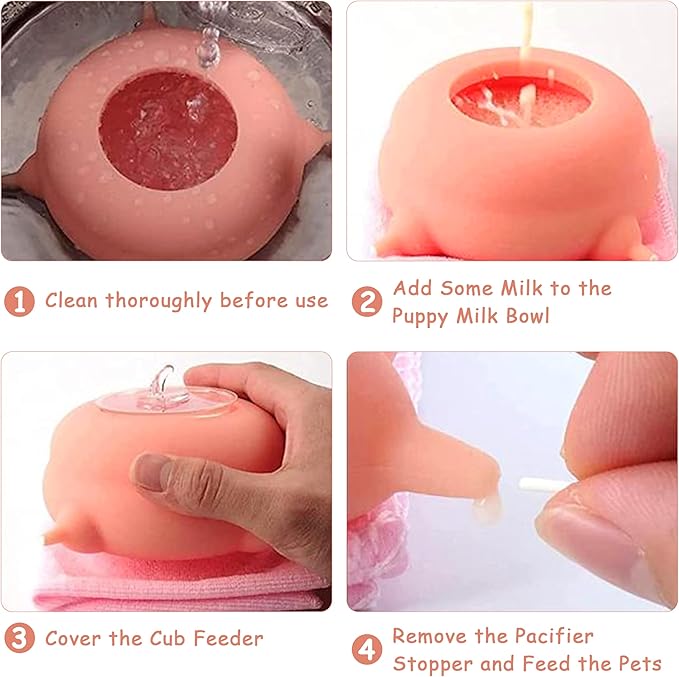 Puppy Feeder for Multiple Puppies, Pet Milk Feeder with Silicone Dog Nursing Station of 4, Puppy Milk Replacer for Puppies/Kittens