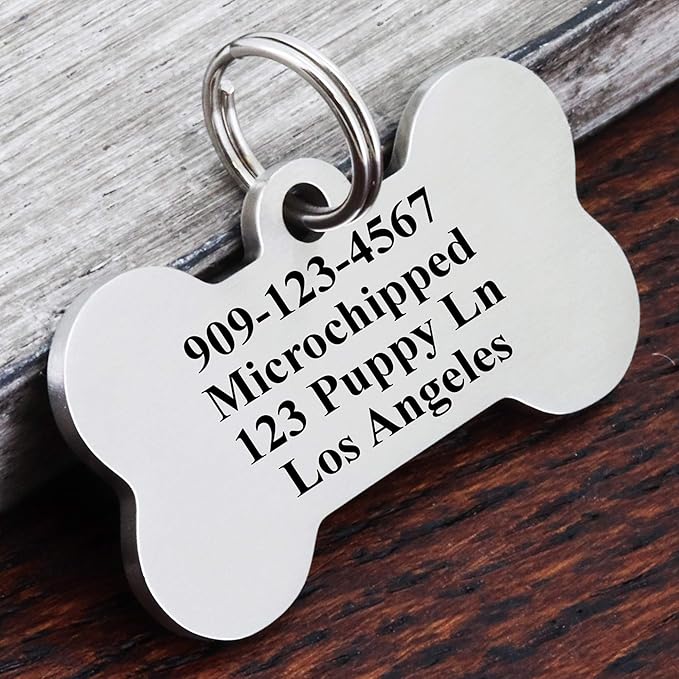 Ultra Joys Personalized Dog Tags for Pets - Durable Stainless Steel Customizable Dog Cat ID Tags - Dog Tags for Safety Optional Engraved on Both Sides -Birth Flower Dog Tag Large, Silver