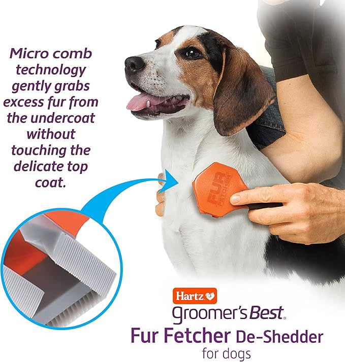Hartz Groomer's Best Fur Fetcher De-Shedder Dog Brush,Black