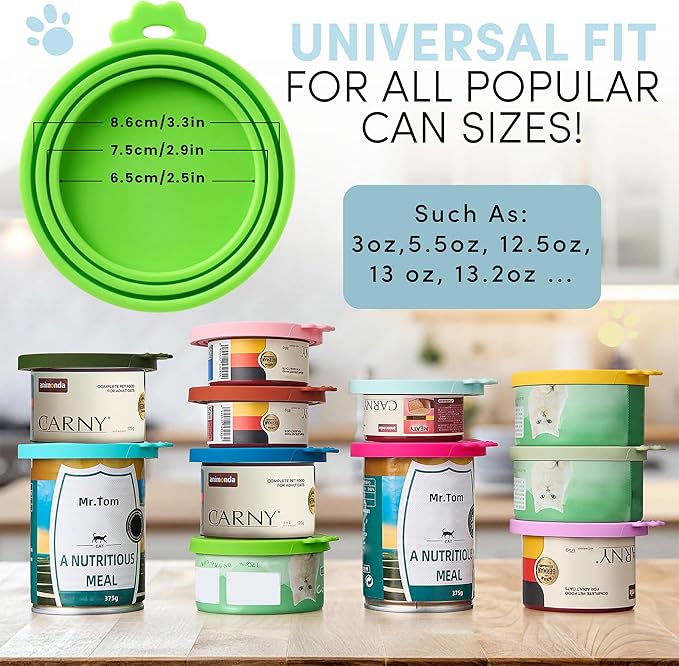 4 Pack Universal Pet Food Can Covers Lids - One fit 3 Standard Size Cans for Cats and Dogs Food Cans - Easy to Clean - Safe Silicone - Blush Breeze