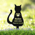 Personalized Cat Memorial Stake, Customized Metal Cat Plaque Burial Marker Sympathy Stake with Hearts