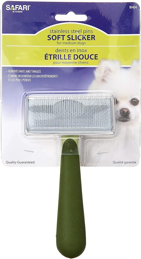 Coastal Pet Safari Dog Soft Slicker Brush - Dog Grooming Brush for Shedding - for Dogs with Short, Medium and Long Hair - Medium - 6.25" x 3.5"