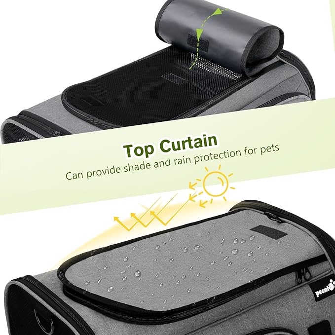 pecute Cat Carrier Expandable, Extra Large Pet Carrier Bag, Foldable Cat Carrier Bag with Breathable Mesh, Pet Carrier Transport Bag for Dogs and Cats, with Shoulder Strap and Pet Bowl