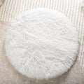 Round Plush Pet Mat Thin Style Pad Mat for Cats, Small Dogs, Rabbits, Guinea Pigs, Washable Soft Sofa mat, for Crate Cat Tree Tower Window Perch (White, Large (23.6inch) - 1pcs)